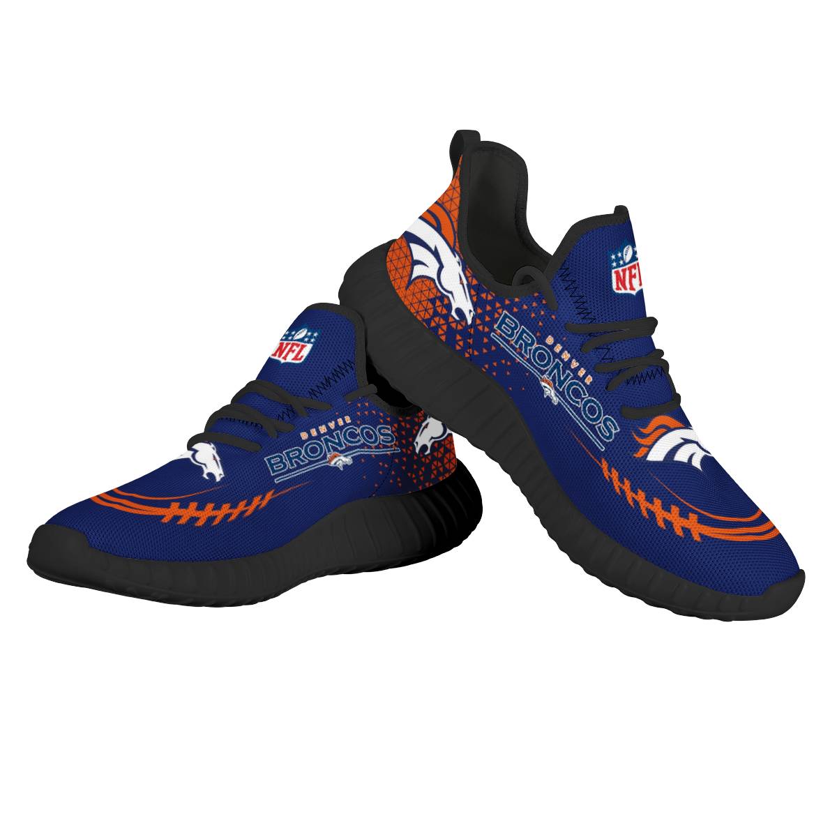 Women's Denver Broncos Mesh Knit Sneakers/Shoes 015